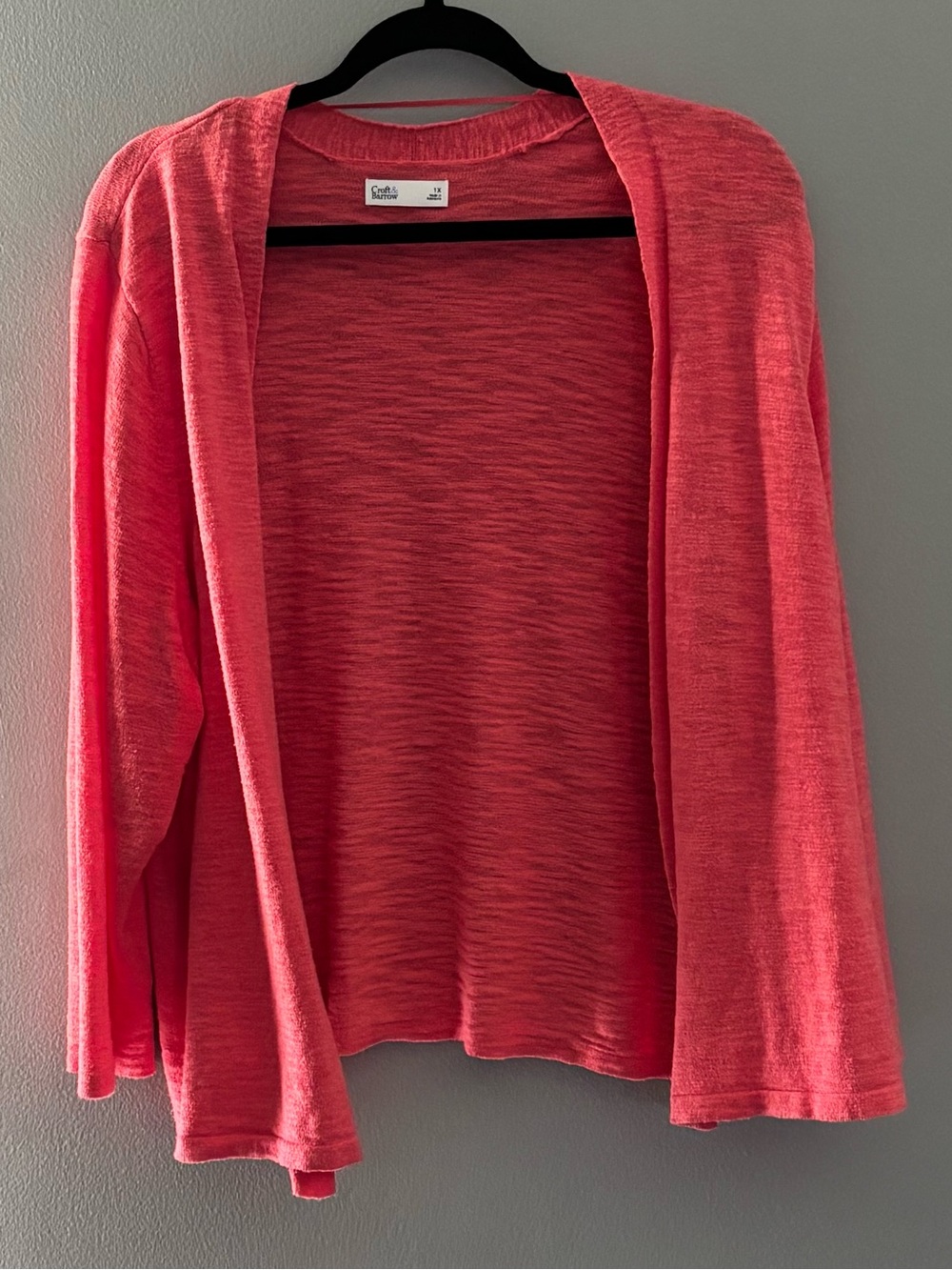 croft & barrow Coral Open-Front Lightweight Cardigan